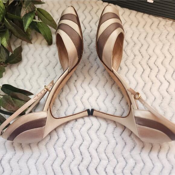 Manolo Blahnik Satin 2 tone sling back heels size 8.5 - Picture 8 of 8
